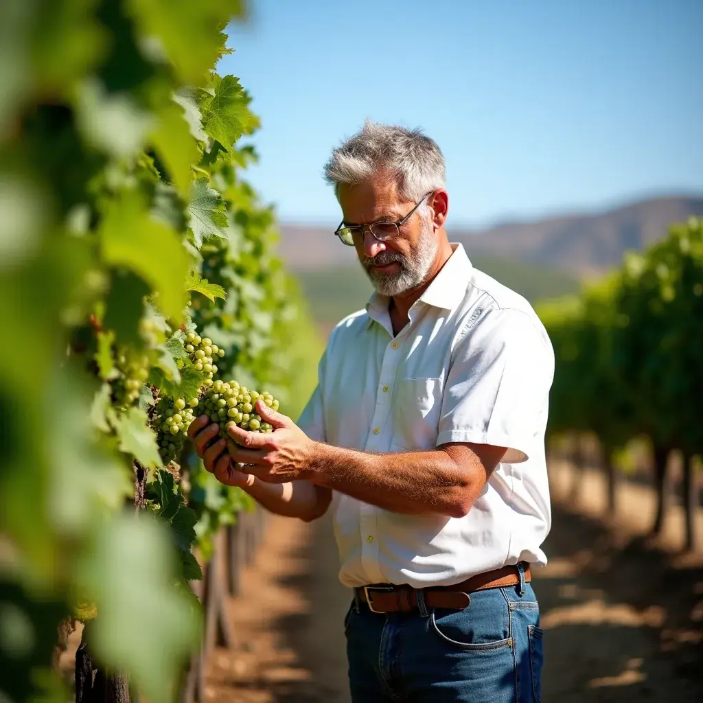Счастливая пара, наслаждающаяся винным туром на открытом воздухе.
